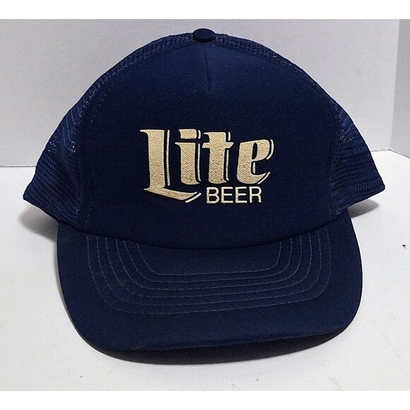 VINTAGE DESIGNER PRODUCTS MILLER LITE SNAPBACK TRUCKER MESH ADVERTISING HAT CAP - Picture 1 of 7